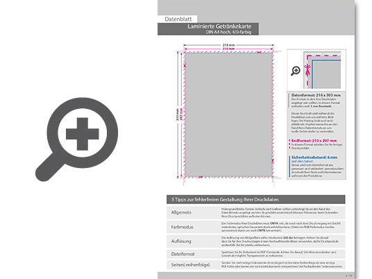 Product Bild laminierte_getr__nkekarte_din_a4_(21_0_cm_x_29_7_cm)__einseitig_bedruckt