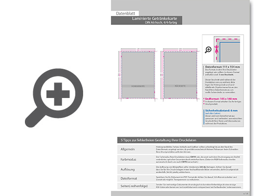 Product Bild laminierte_getr__nkekarte_din_a6_(10_5_cm_x_14_8_cm)__beidseitig_bedruckt